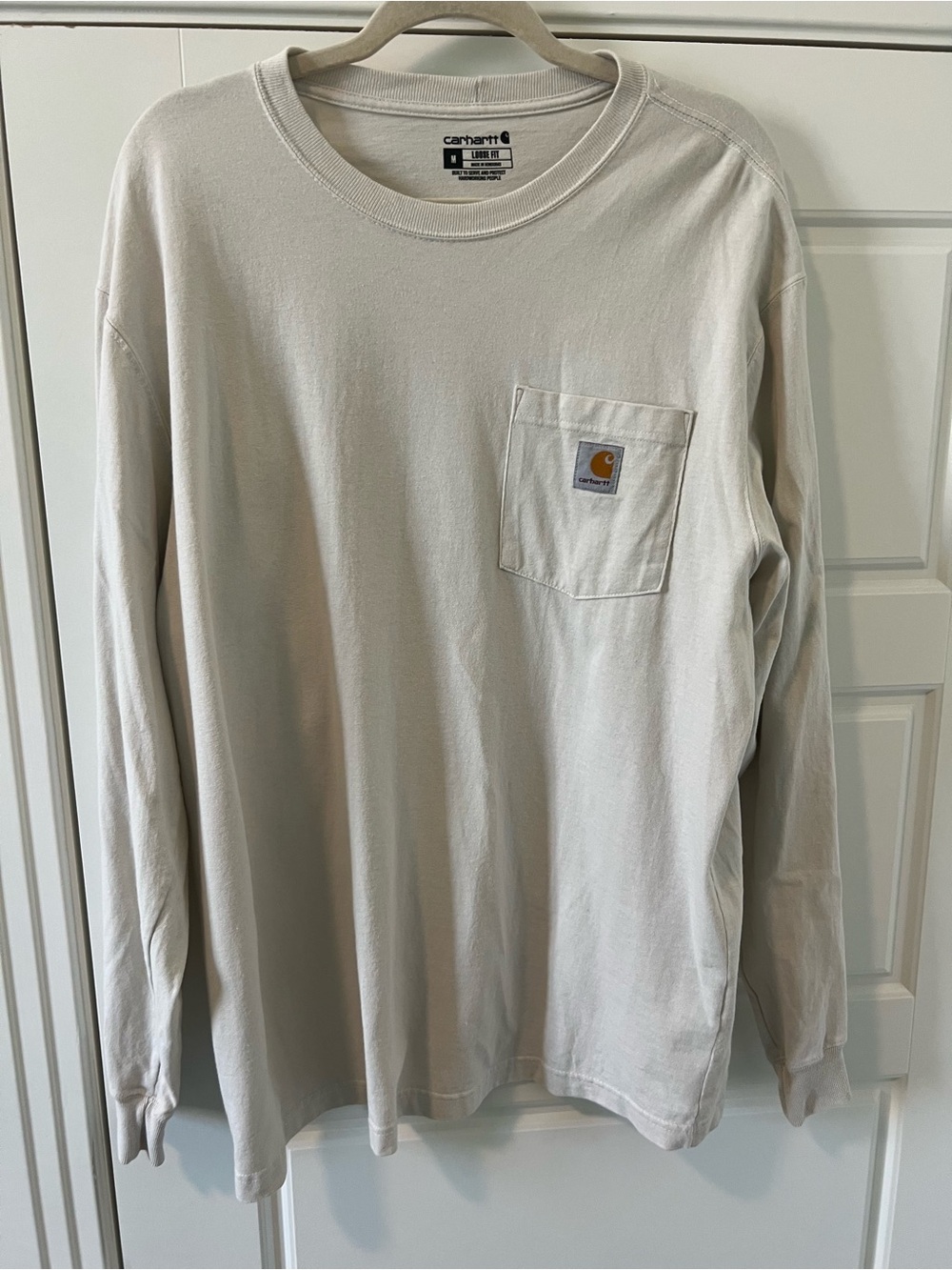 Carhartt Long Sleeve Pocket Tee in Off-White